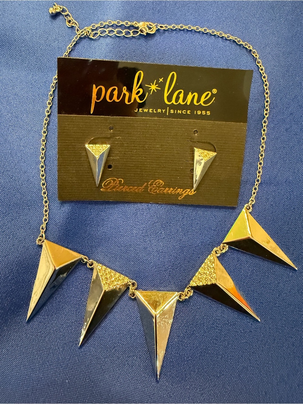 Park Lane Silver Geometric Statement Necklace & Earrings Set New